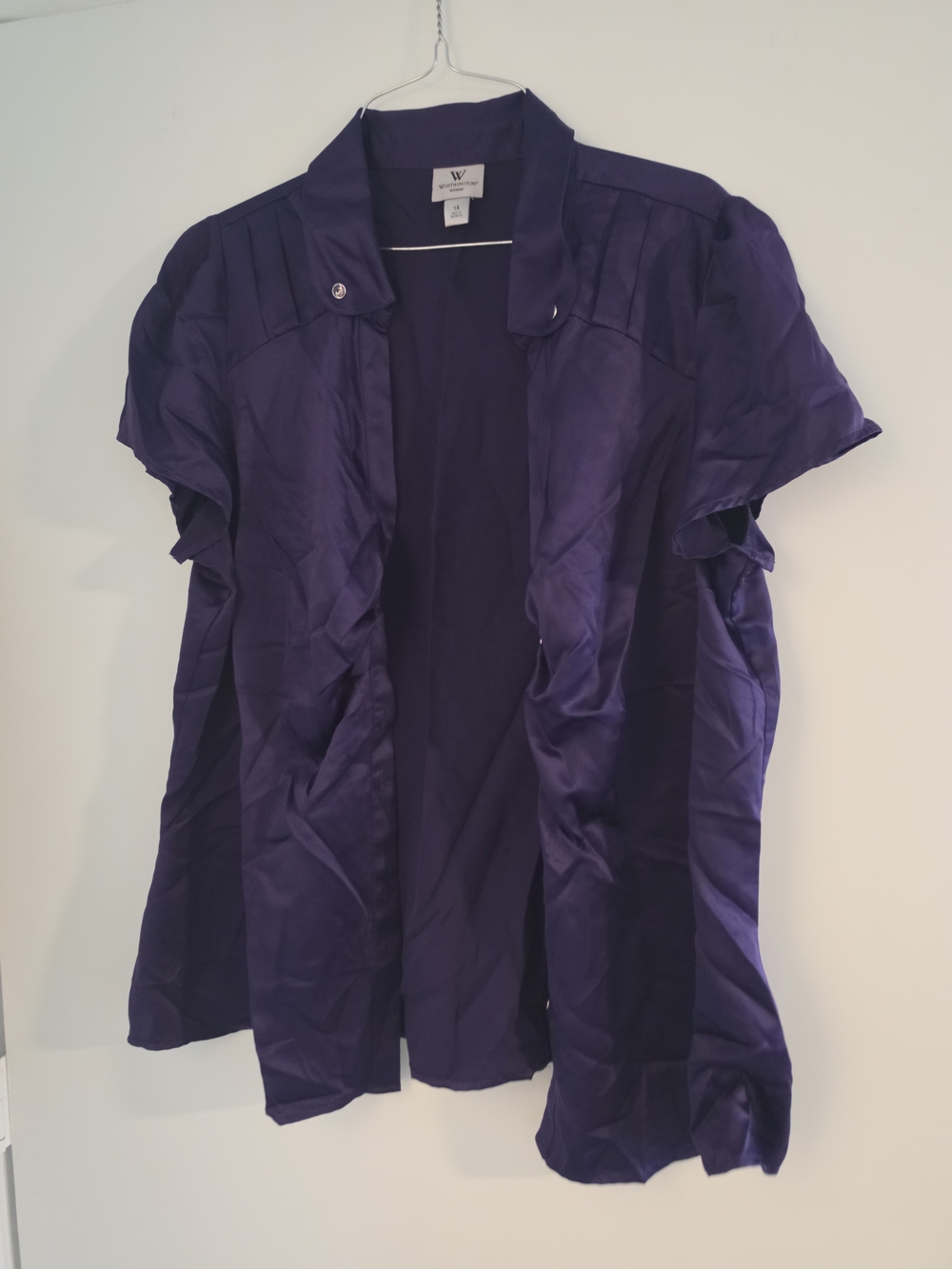 W by Worth Women's Purple Short-Sleeve Trench Coat